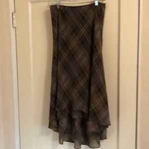 Beautiful Chaps Plaid High/Low Flowy Skirt